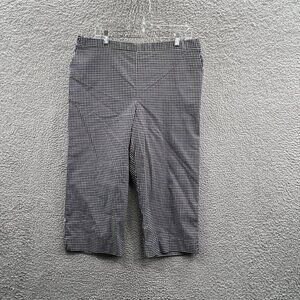 Alfred Dunner Women Pants 18 Black White Gingham High Rise Pull On Elastic Waist